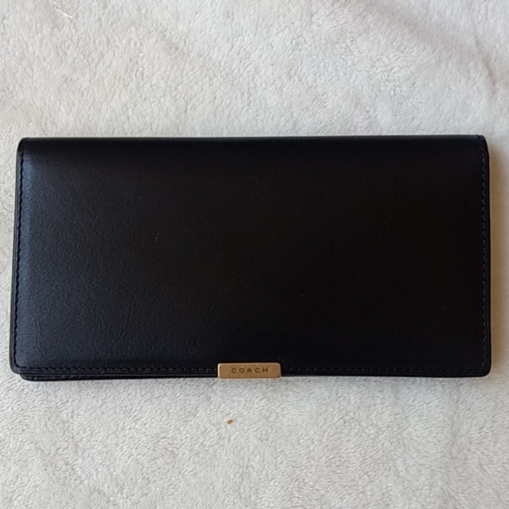 Black Leather Coach Checkbook Cover